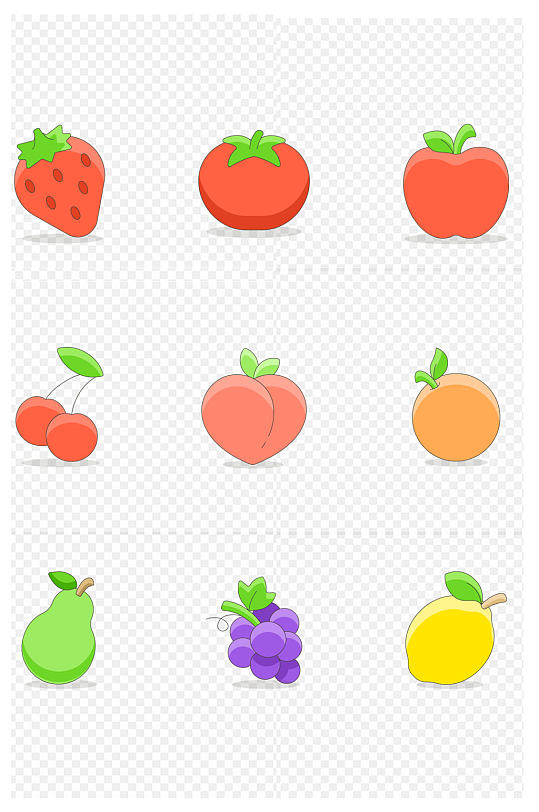 水果整合草莓葡萄樱桃等系列插画免扣元素