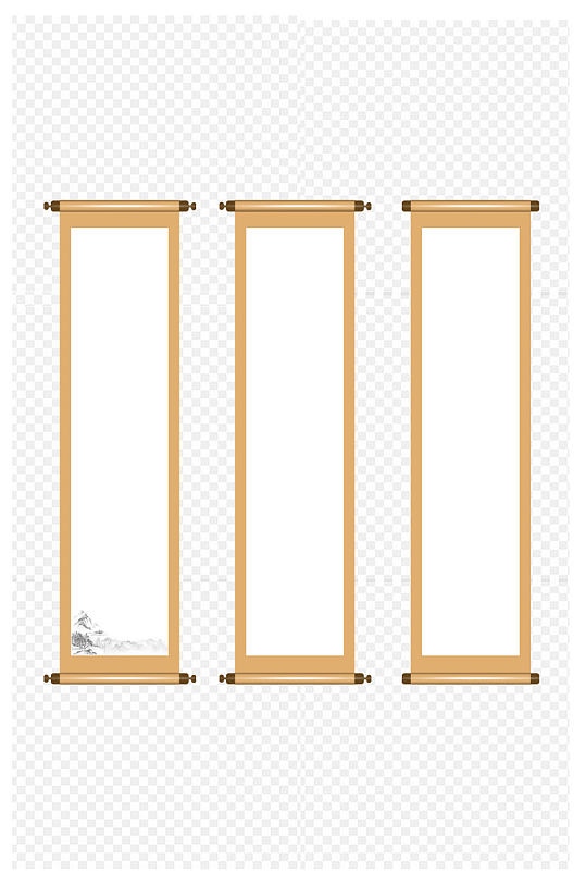 中国风竖版卷轴素材免扣元素