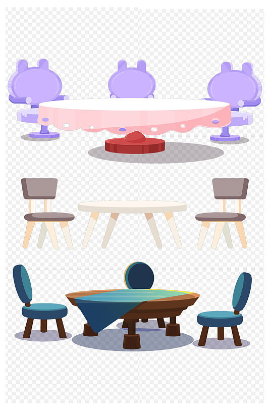 家具家居桌子椅子餐桌餐椅免扣元素