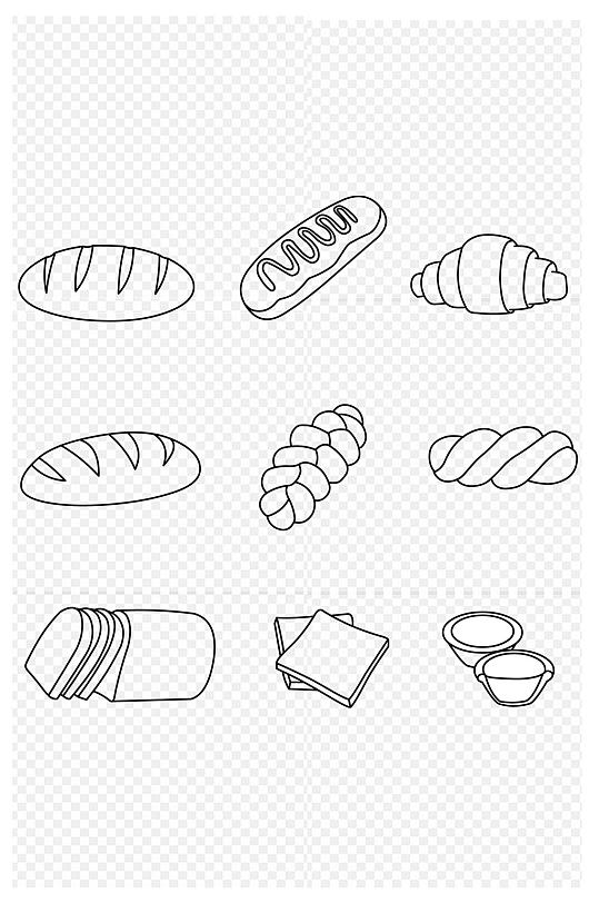 食物美食面包面包蛋挞简笔画免扣元素