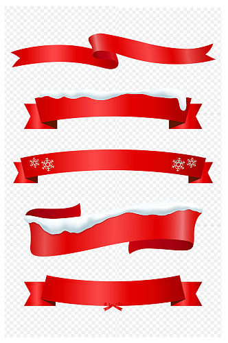 圣诞节红色丝带飘带活动标签标题框免扣元素