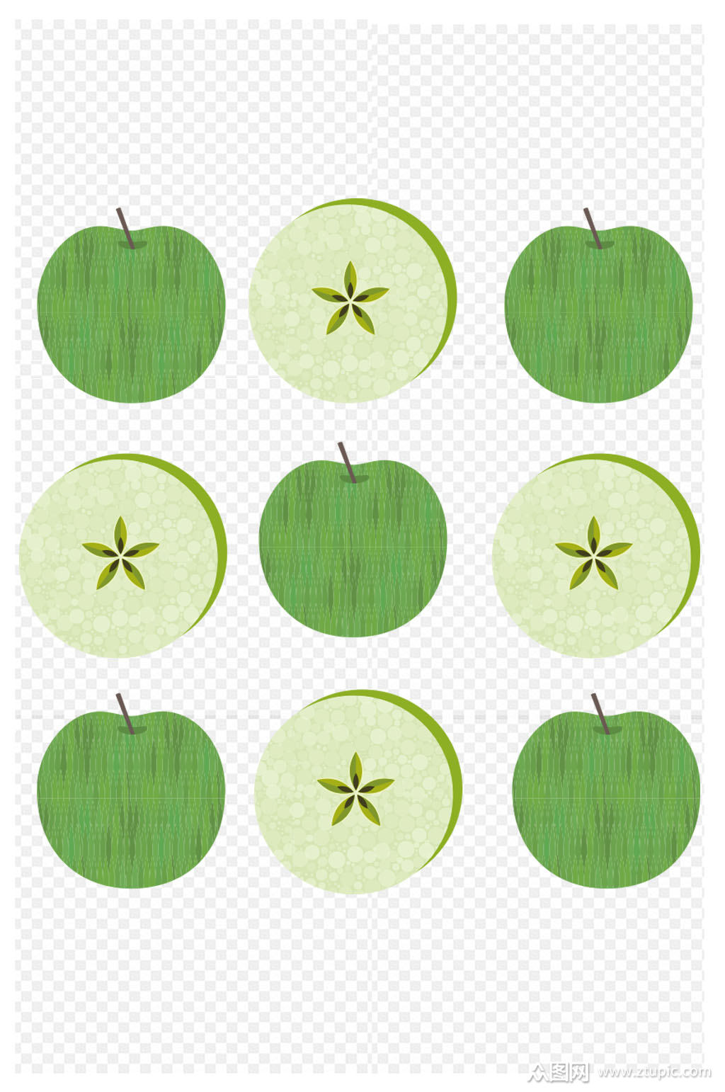卡通插画切面苹果免扣元素素材