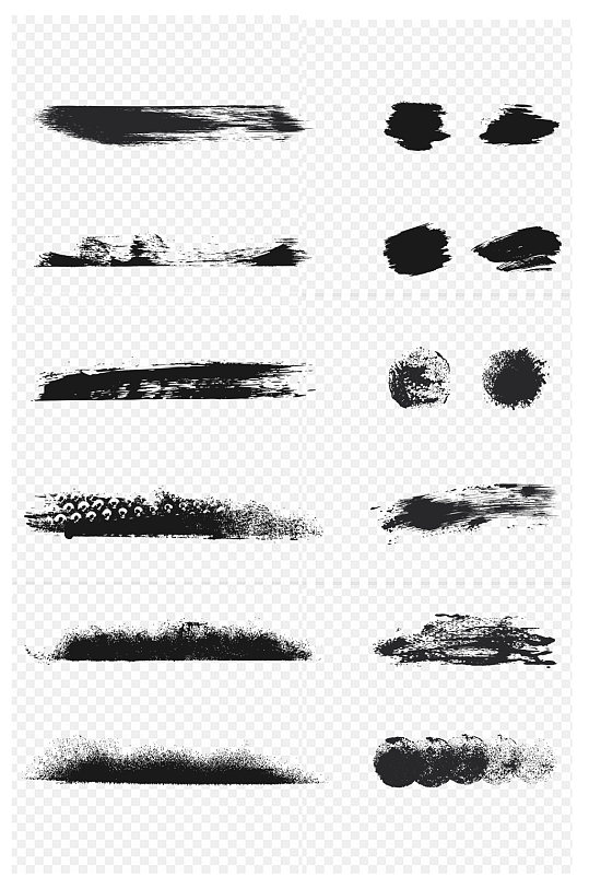 中国风笔刷水笔墨迹水彩笔触笔迹免扣元素