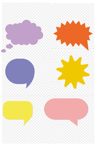彩色标签气泡装饰框趣味对话框手绘免扣元素