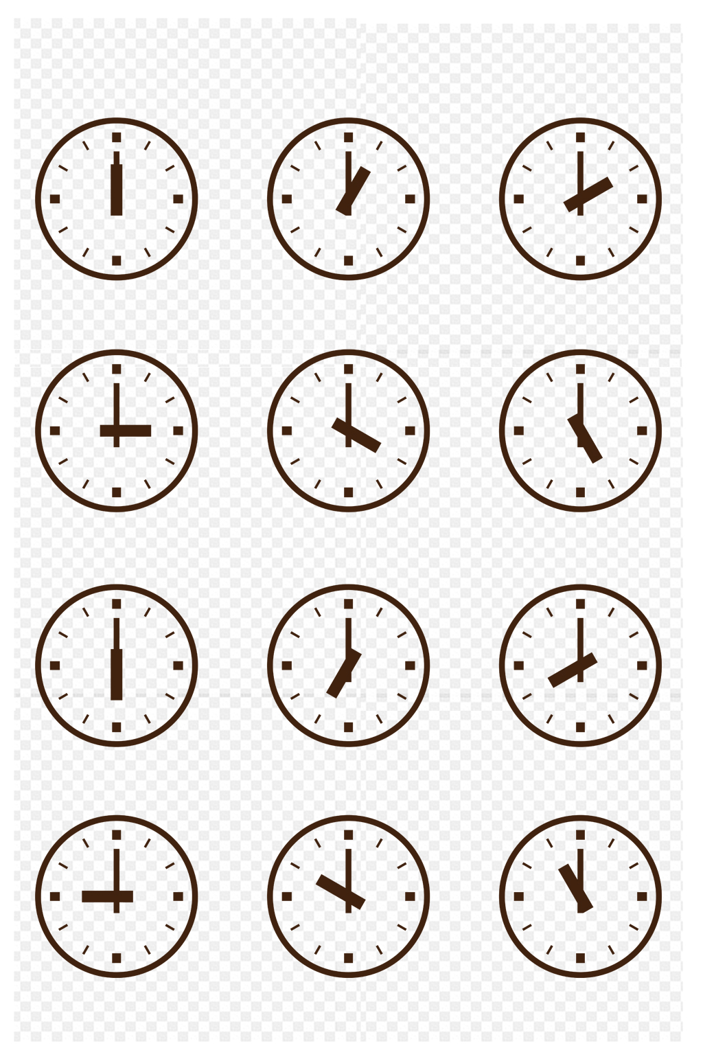 圆形时钟简约钟表时间时辰图标元素免扣元素