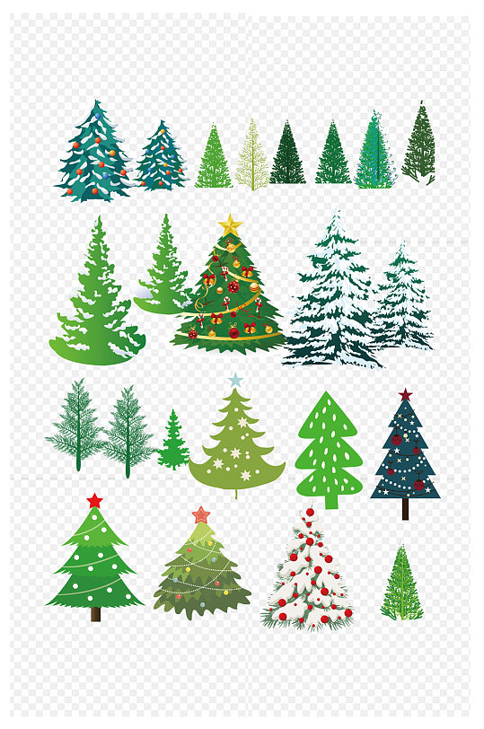 创意圣诞树灯光树树冬天树圣诞装饰免扣元素