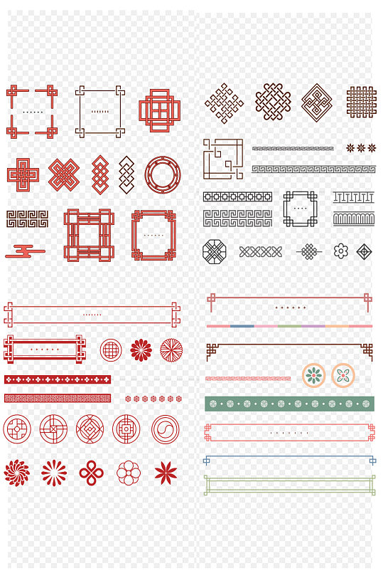 中式复古边框标题框纹理透明图案免扣元素