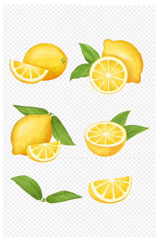 手绘黄色柠檬水果免扣元素