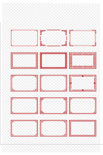 精美红色边框花纹花边装饰免扣元素