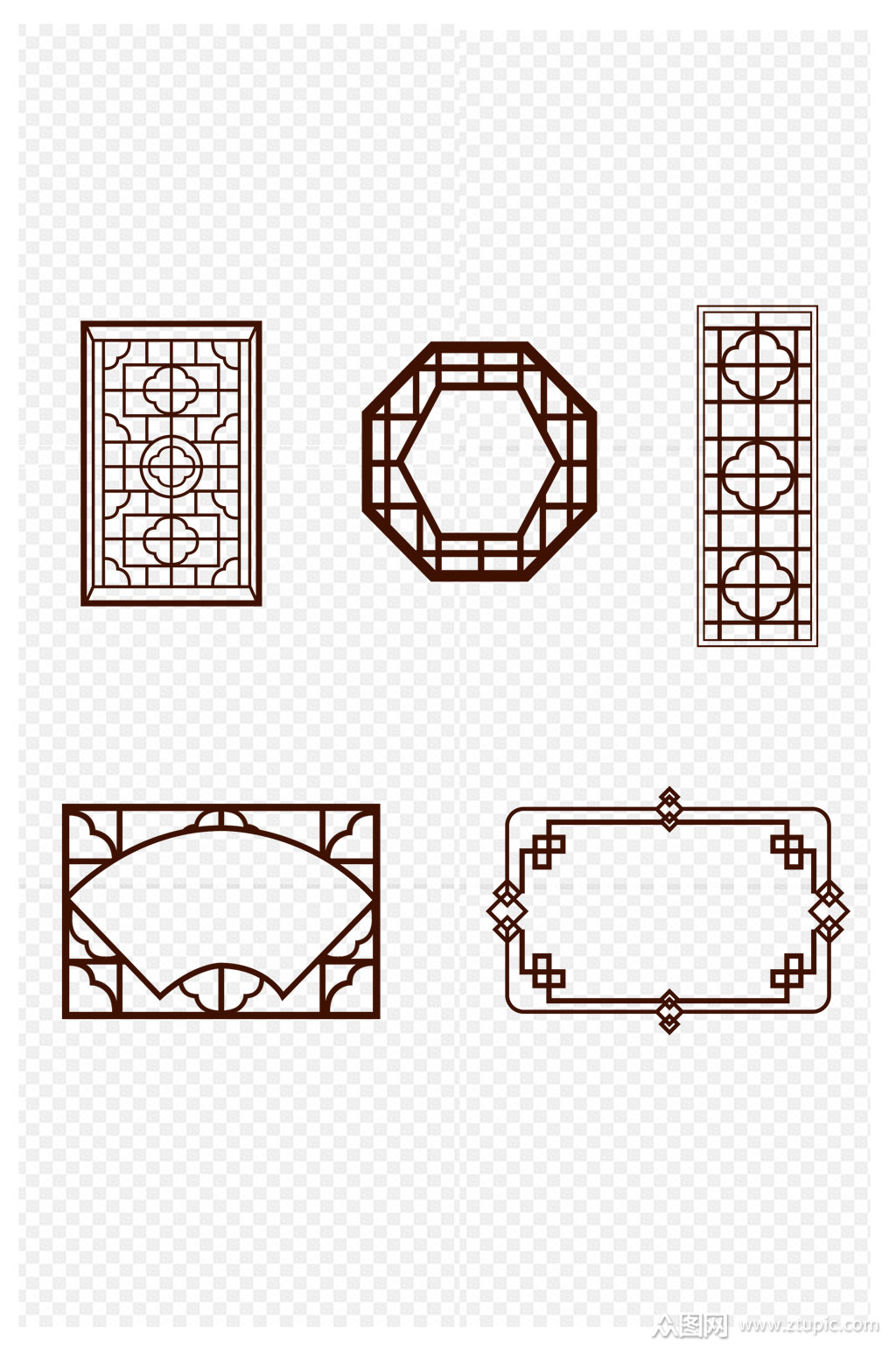 复古边框古代窗户边框组合免扣元素素材