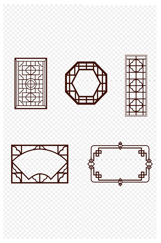 复古边框古代窗户边框组合免扣元素