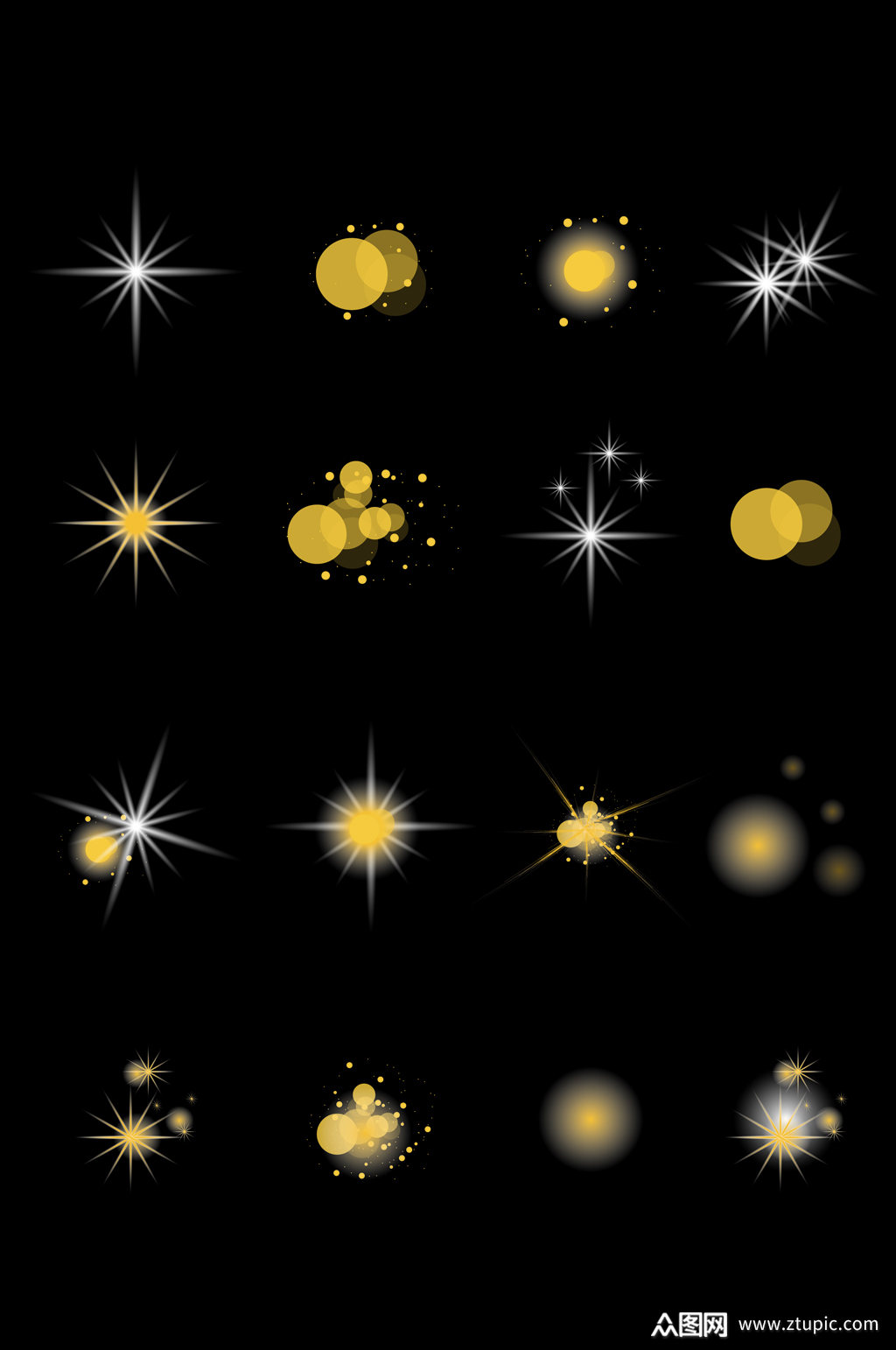 金色发光星星光晕光效光斑星空梦幻免扣元素素材