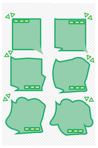 卡通绿色涂鸦风对话框标题栏装饰免扣元素