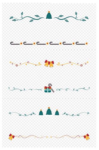 圣诞节圣诞树礼物铃铛手绘分割线免扣元素