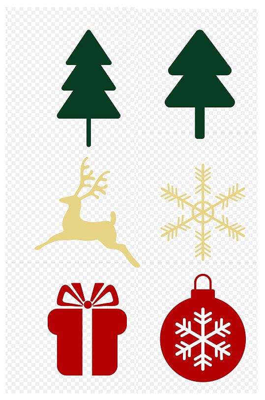 圣诞节元素雪花圣诞树装饰圣诞礼物免扣元素