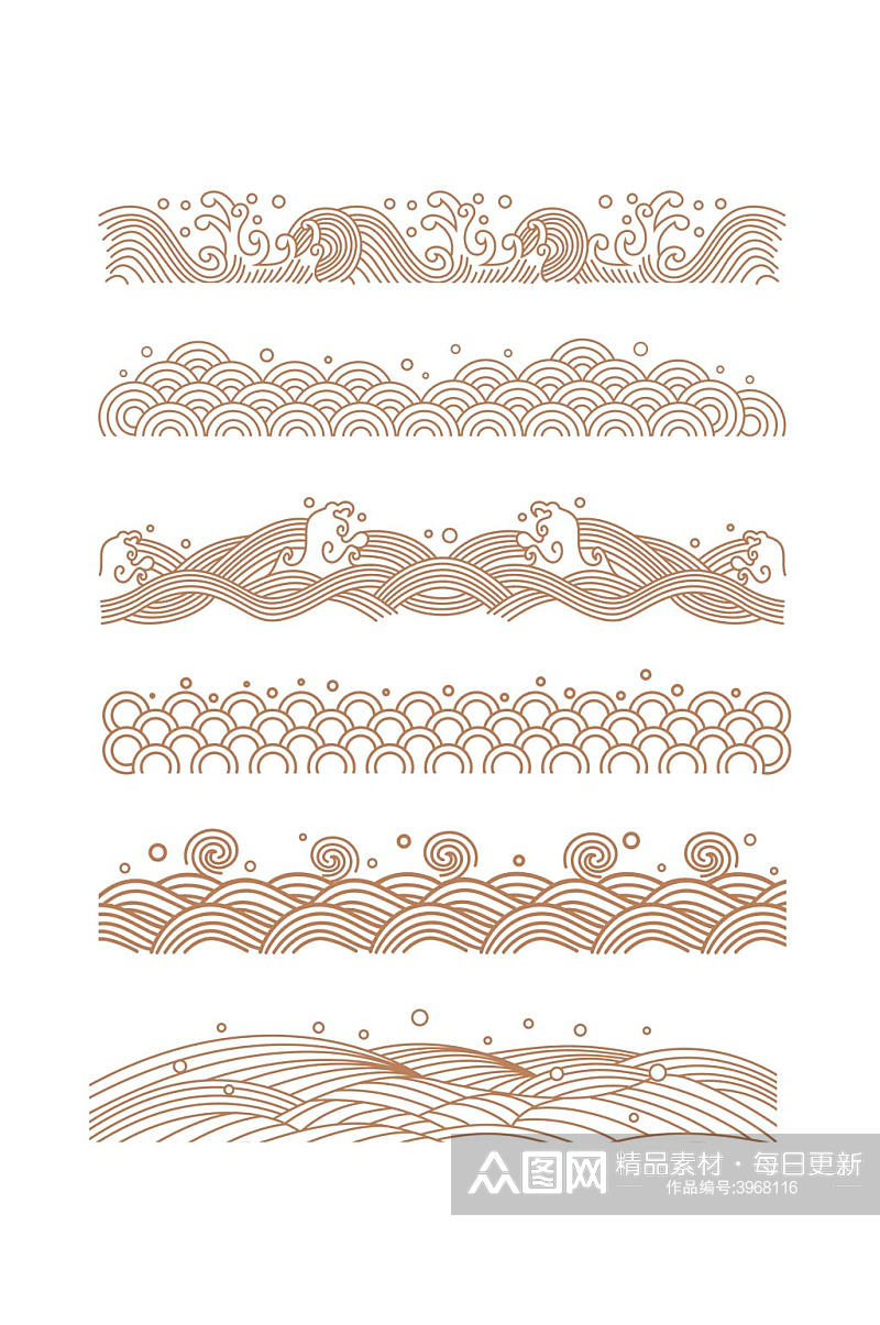 中国风中式海花纹山纹底纹装饰免扣元素素材