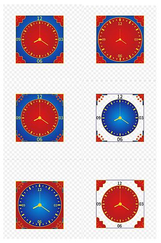 中式中国风国潮时钟钟表表盘装饰免扣元素