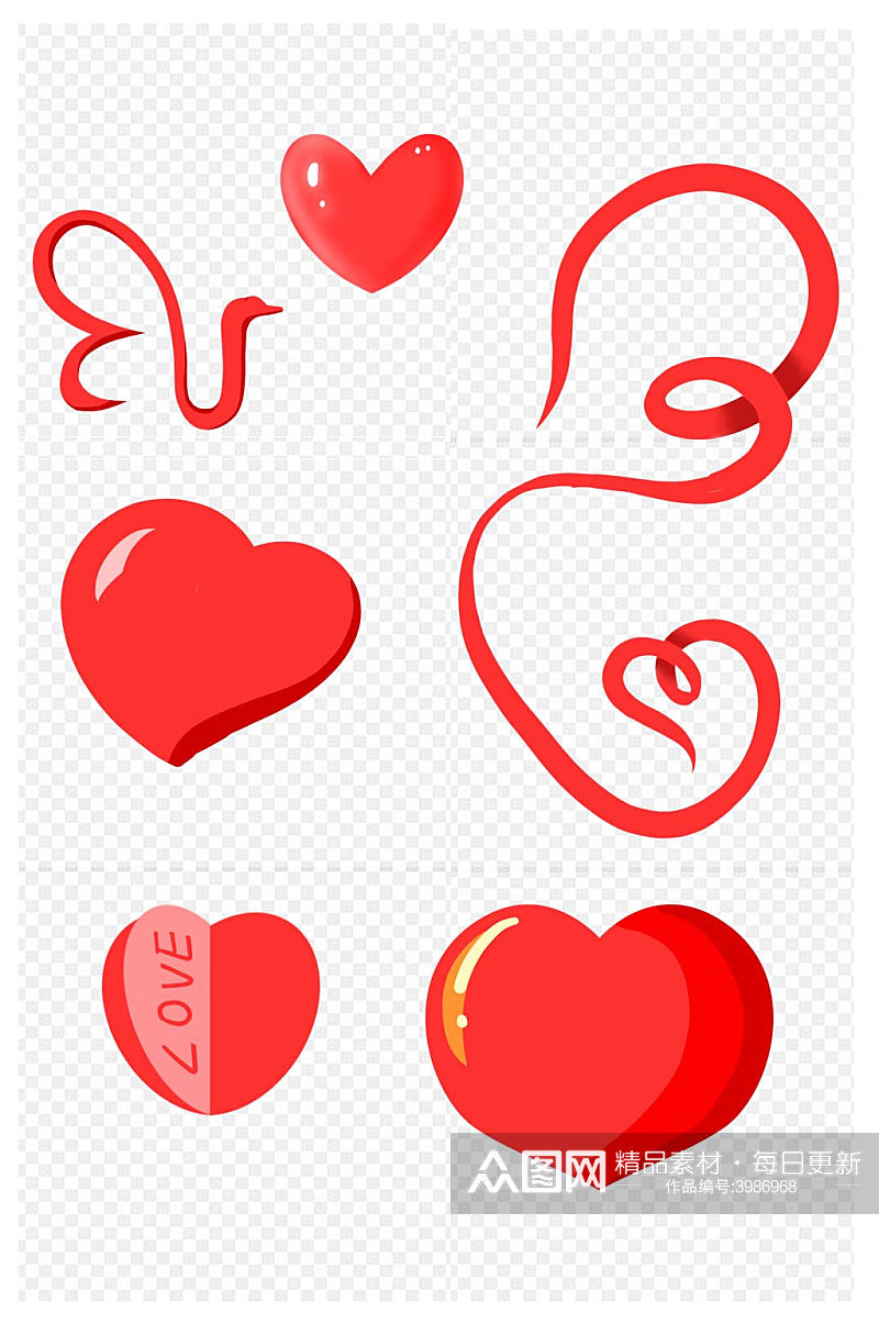 常用的各式红爱心图案组合免扣元素素材