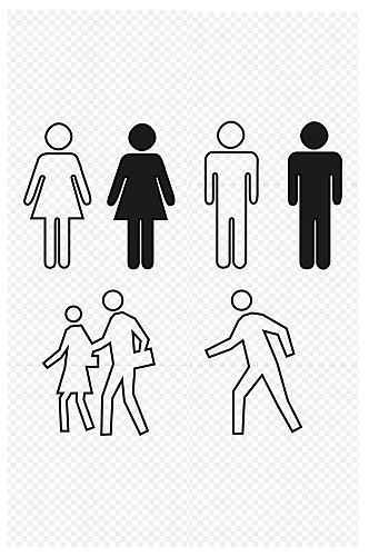 行人男女厕所残疾人马路步行线性图免扣元素