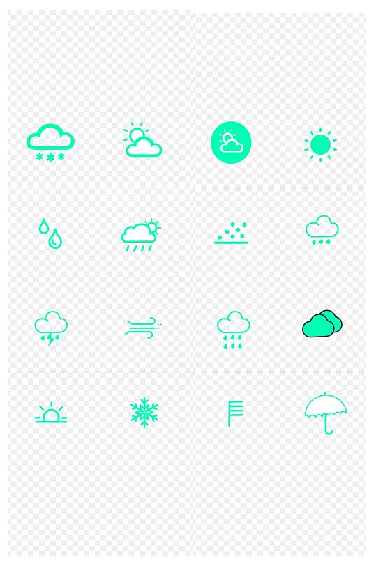 icon天气气象蓝绿色图标元素免扣元素