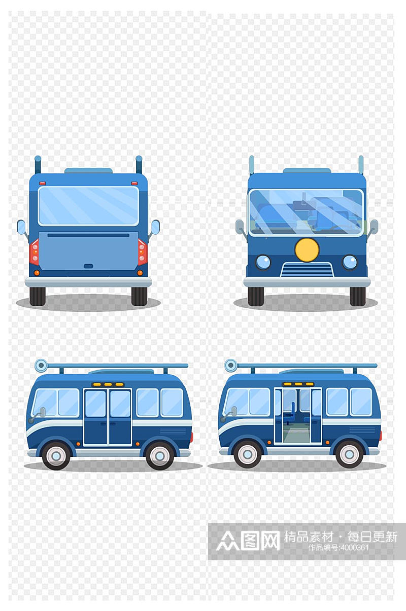 公交车客车汽车交通工具卡通动画免扣元素素材