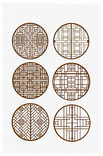 圆形中国风中式装饰门窗元素免扣元素