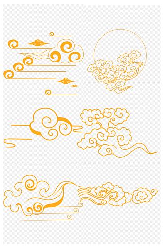 中式山纹祥云纹中国风山水装饰素材免扣元素