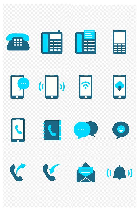 座机电话信封互联网社交图标免扣元素