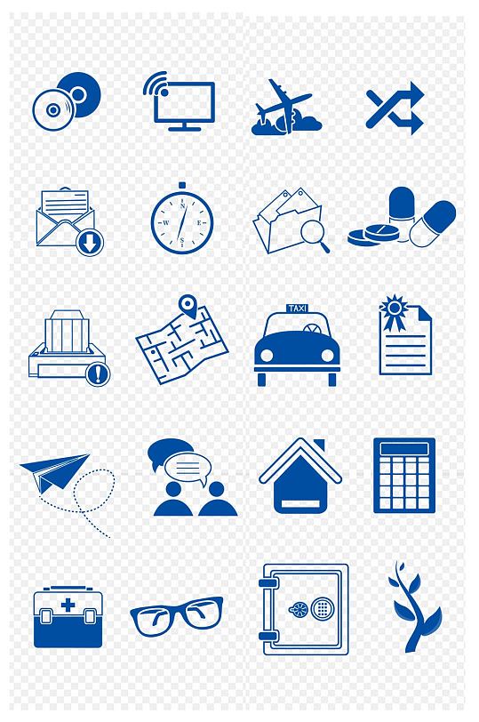 图标商务网络箭头地图飞机对话框免扣元素