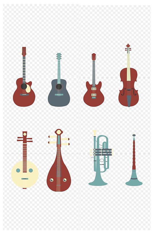 彩色扁平乐器元素免扣元素
