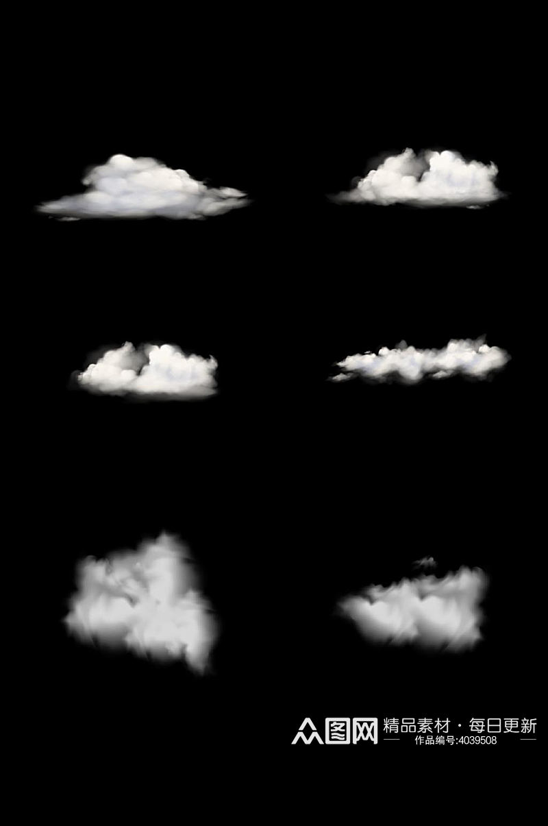 漂浮白云朵云彩烟雾透明背景素材免扣元素素材