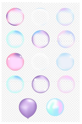 彩色泡泡透明水气泡气球节日详情页免扣元素