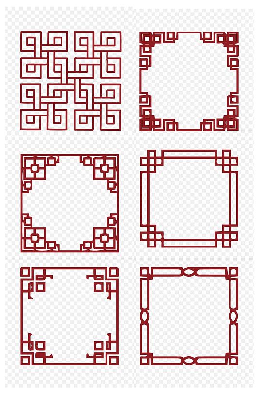 中国风古典花纹花边中式边框分割免扣元素
