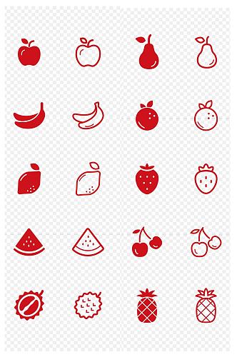 水果生鲜图标苹果香蕉草莓榴莲菠萝免扣元素