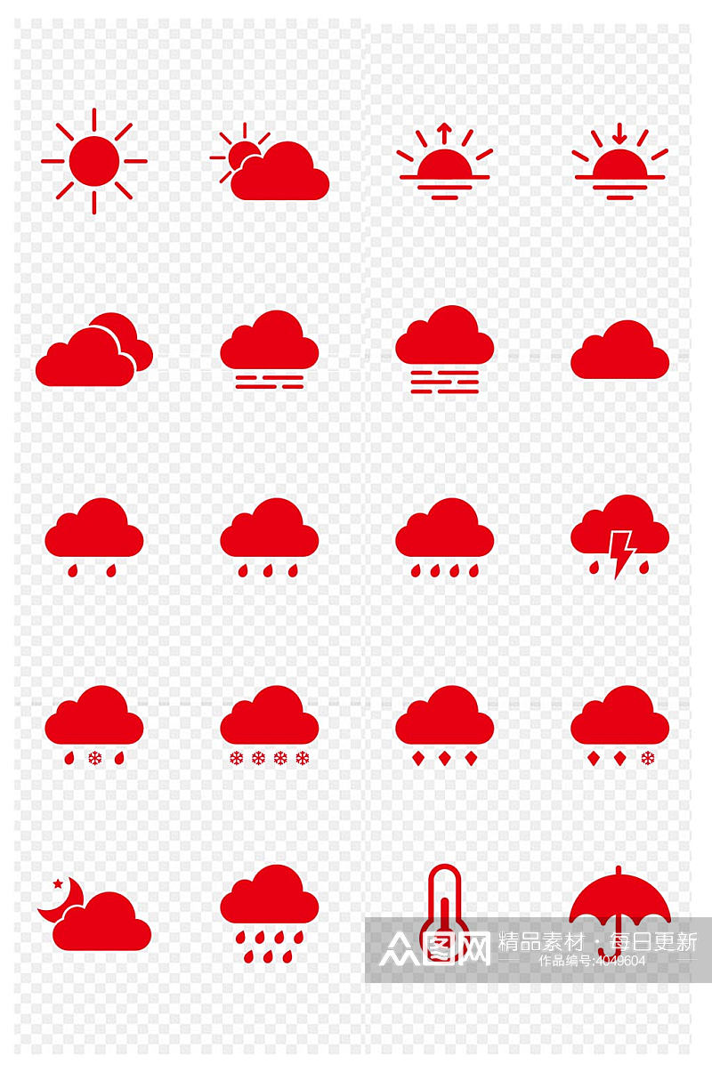 天气图标晴天太阳日出落雨温度云月免扣元素素材