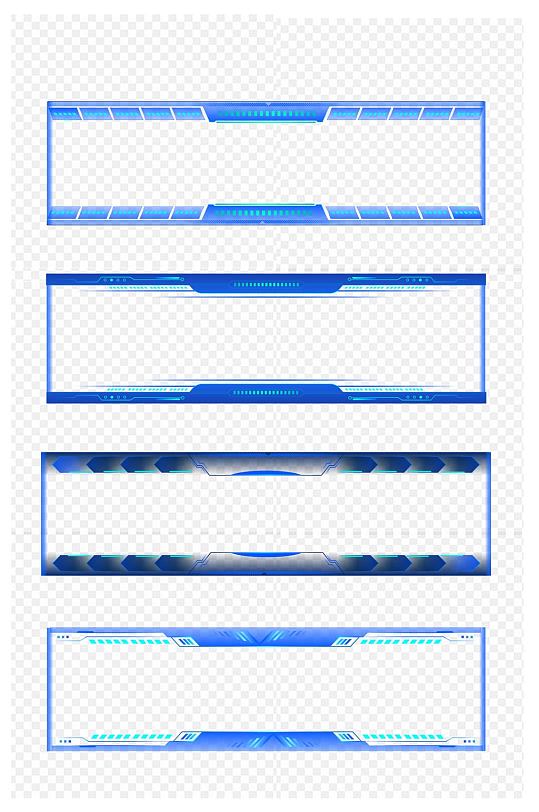 蓝色商务工业风标题框边框元素免扣元素