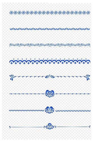 中国风分割线中式边框青花瓷装饰免扣元素