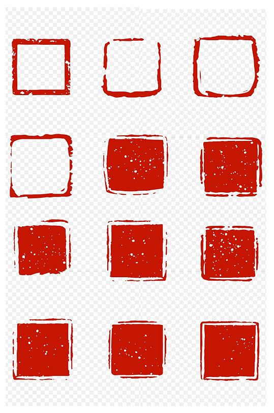 中国风精致红色印章中式标题文字框免扣元素-众图网