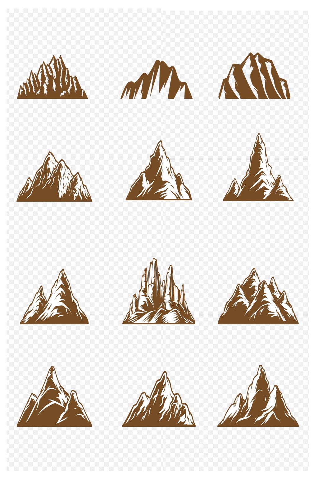 山脉手绘山卡通山脉图标免扣元素素材