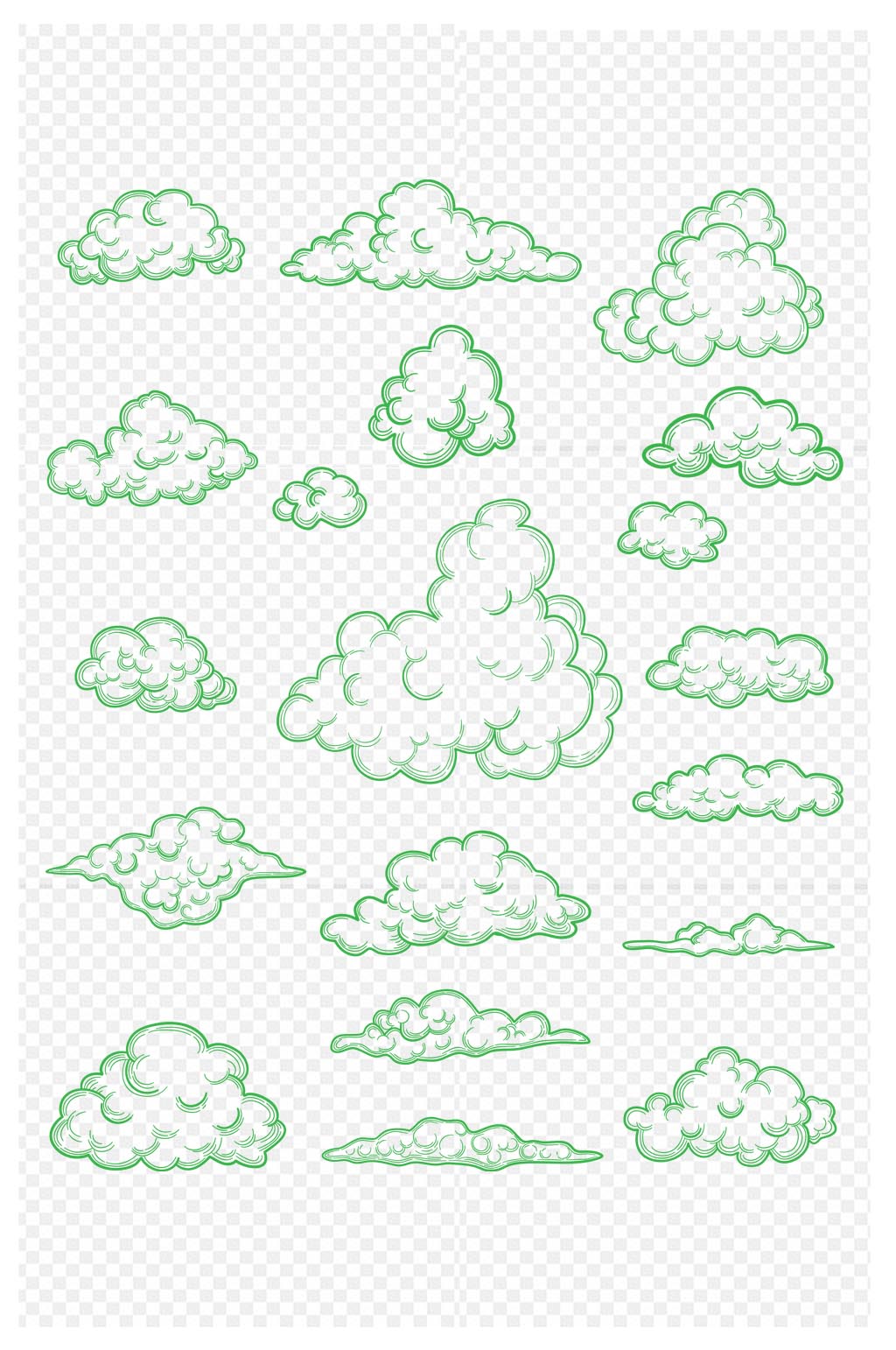 云朵手绘白云线描云卡通白云免扣元素素材