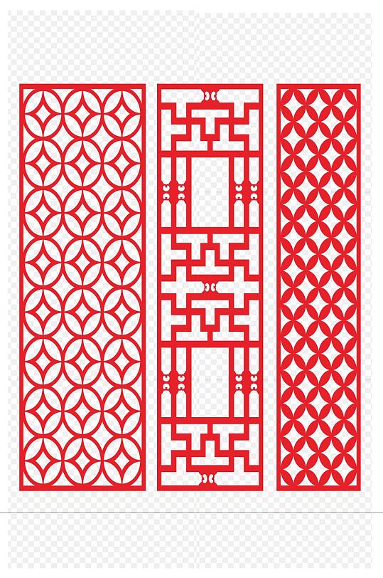 镂空雕花古铜钱样式花纹花边隔断免扣元素