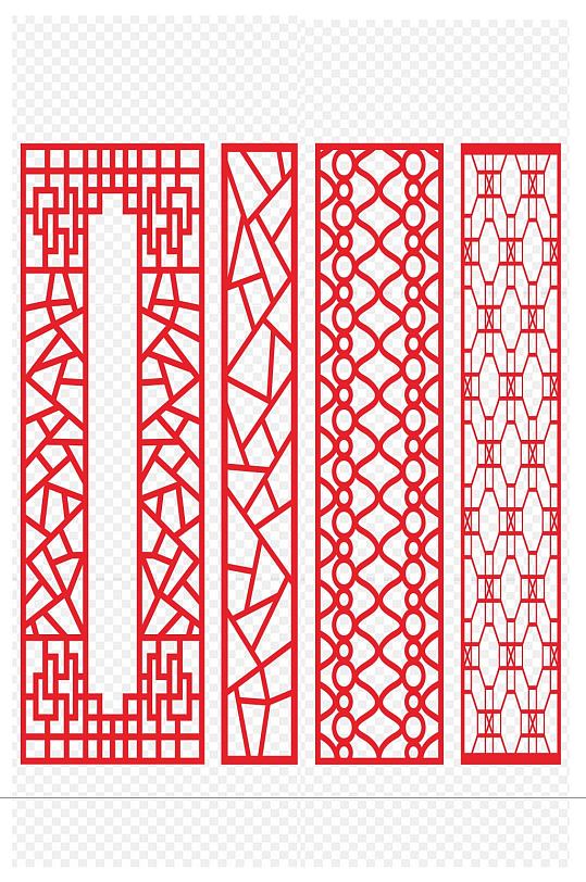日本手绘传统隔断无缝镂空雕花边框免扣元素