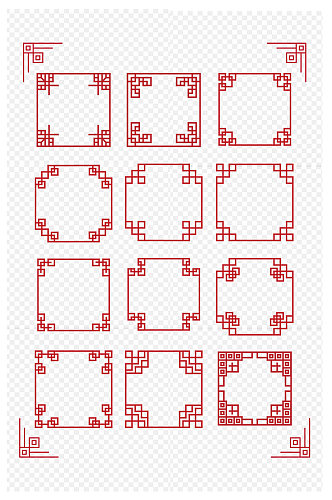 标题框文本框花纹边框古典矩形中式免扣元素