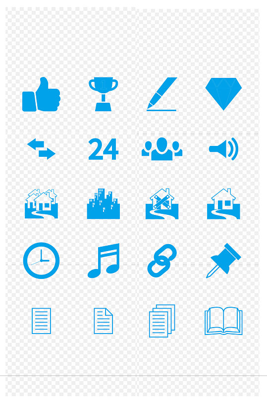 常用图标大全文档房屋办公用品免扣元素-众图网