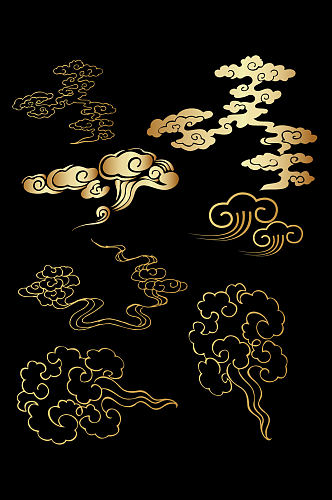 中国风古典线性祥云纹底纹装饰图案免扣元素