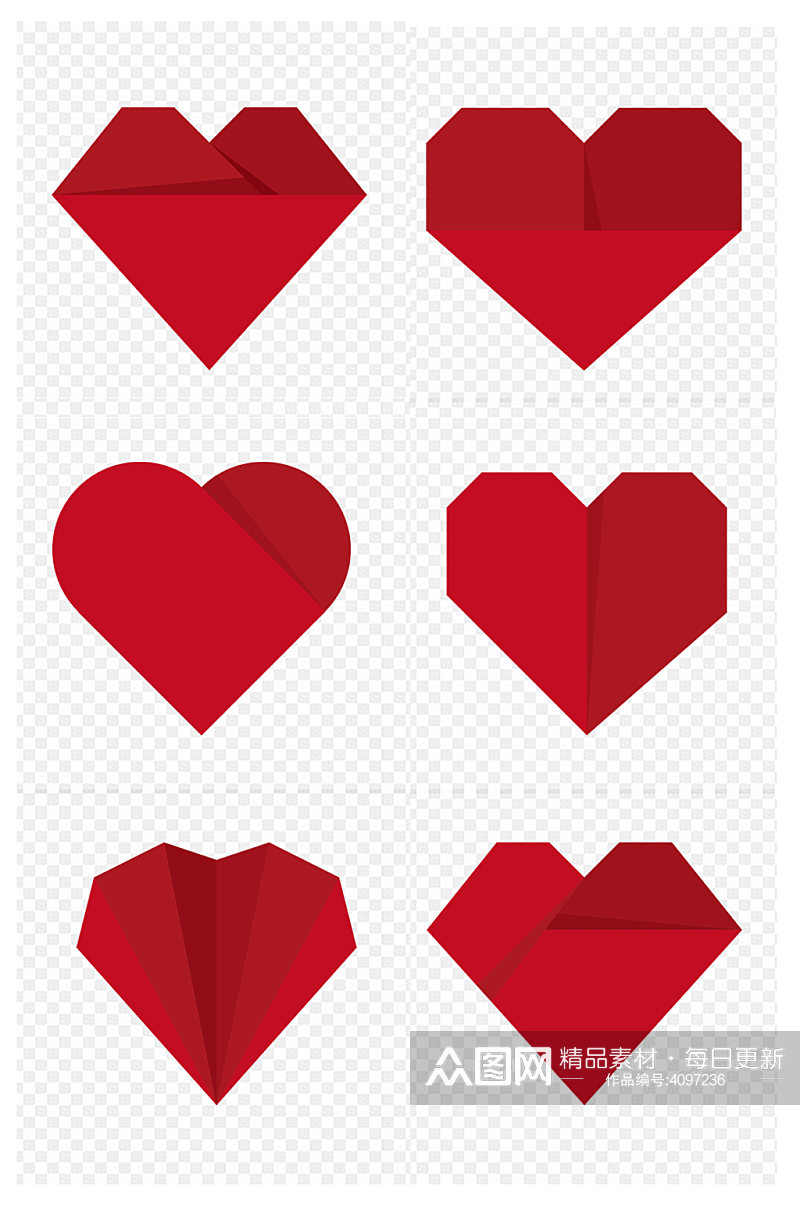 折纸红心装饰设计免扣元素素材
