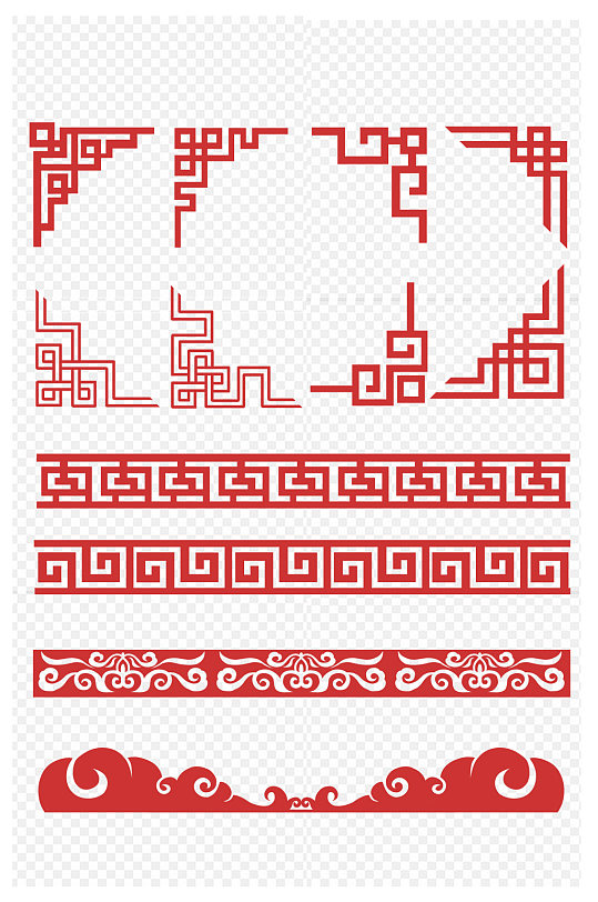 传统中式边框对角线新春节中国风免扣元素