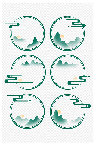古风边框中国风山水边框水墨标题栏免扣元素