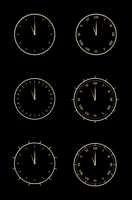 金色钟表复古机械表倒计时插图闹钟免扣元素