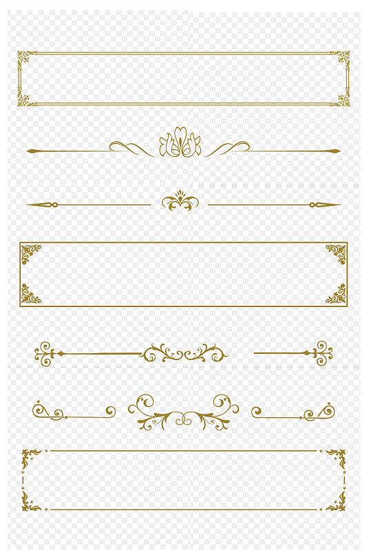欧式边框古典花纹纹理文本框标题框免扣元素